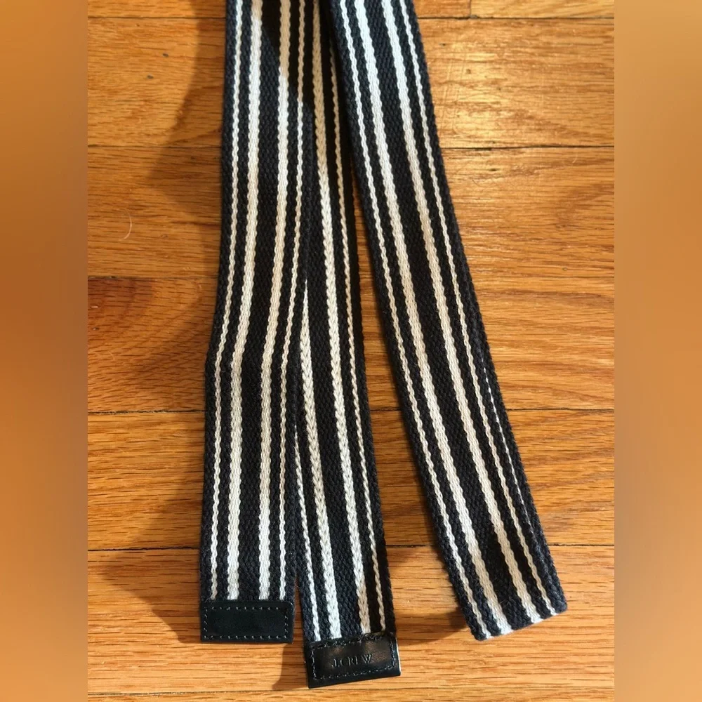 JCrew black and white stripe tie belt - Picture 2 of 3